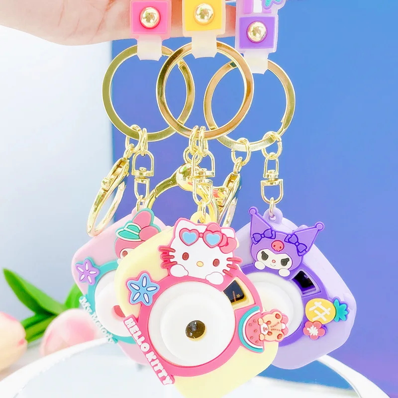 Sanrios Kuromi Camera Pendant Keychain Car Keyring Mobile Phone Bag My Melody Cinnamoroll Hanging Jewelry Girsfriends Present