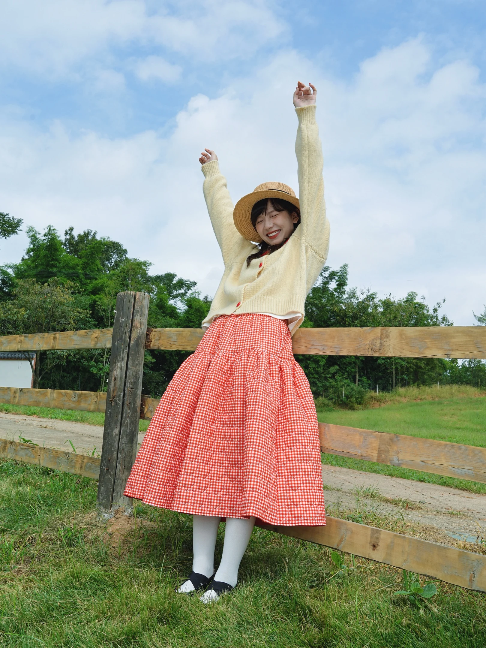 

Cute Embroidered Bunting Doll Collar Cotton Jaet And Skirt Set Long Sve Loose Fit Autumn Winter Women's Faion