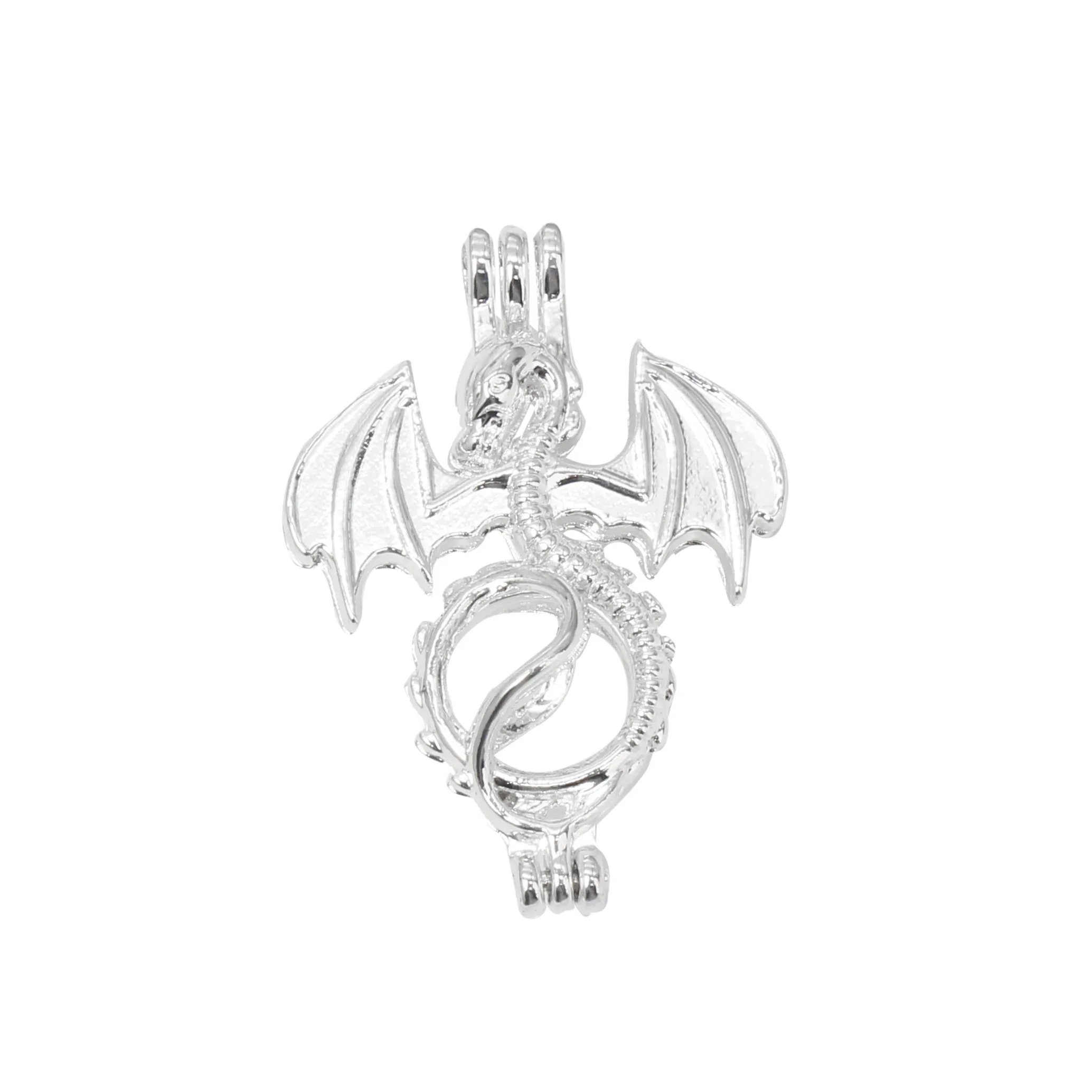 

10pcs Flying Dragon Pearl Cage Locket Pendants Animal Water Drop Aromatherapy Essential Oil Diffuser Necklace Charms For DIY