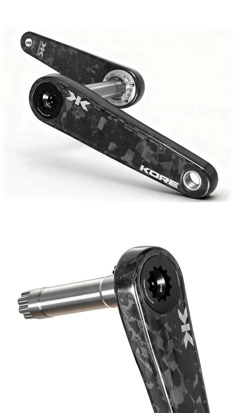 KORE T800 Carbon-Rennrad-Kurbelgarnitur, 345 g, ultraleicht, 24 mm Achsspindel aus Titanlegierung, für Shimano für SRAM Hollowtech – Detail 9