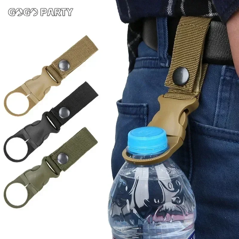 Multi-Purpose Hooks Outdoor Water Kettle Hanger Holder Clip Bottle Buckle Portable Backpack Camping Hiking  Nylon Webbing Buckle