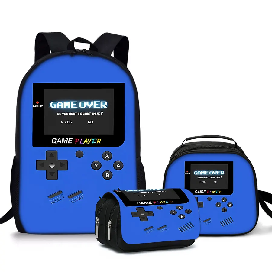 뜨거운 3 Pcs 세트 게임 콘솔 간단한 스타일 경량 소년/소녀 선물 3D 만화 대용량 십대 노트북 배낭 여성 남성