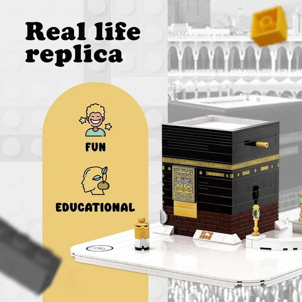 Set da costruzione Islamico Kaaba - 540 pezzi - Regalo Eid per bambini e adulti - Modello Mini Kaaba - Puzzle islamico e giocattolo Eid - Educ musulmano