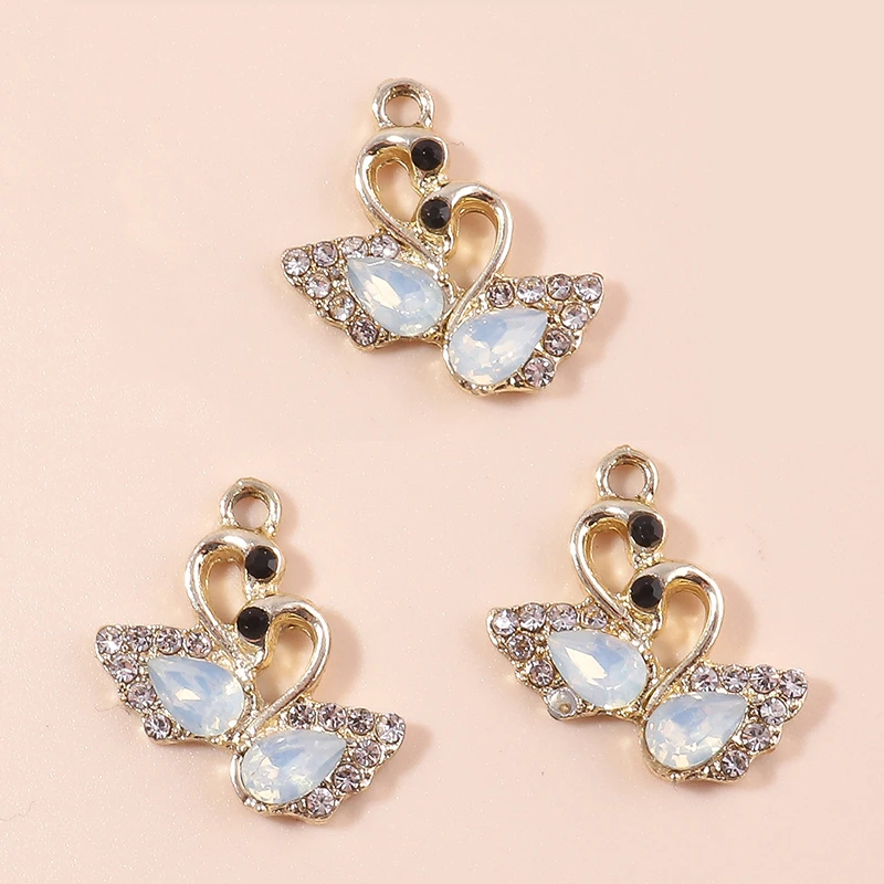 Leslie 10 Stück exquisite Zirkon-Kristall-Schwan-Anhänger für Damen, Ohrringe, Halskette, Hochzeit, Schmuck, Accessoires, modische Geschenke – Detail 4
