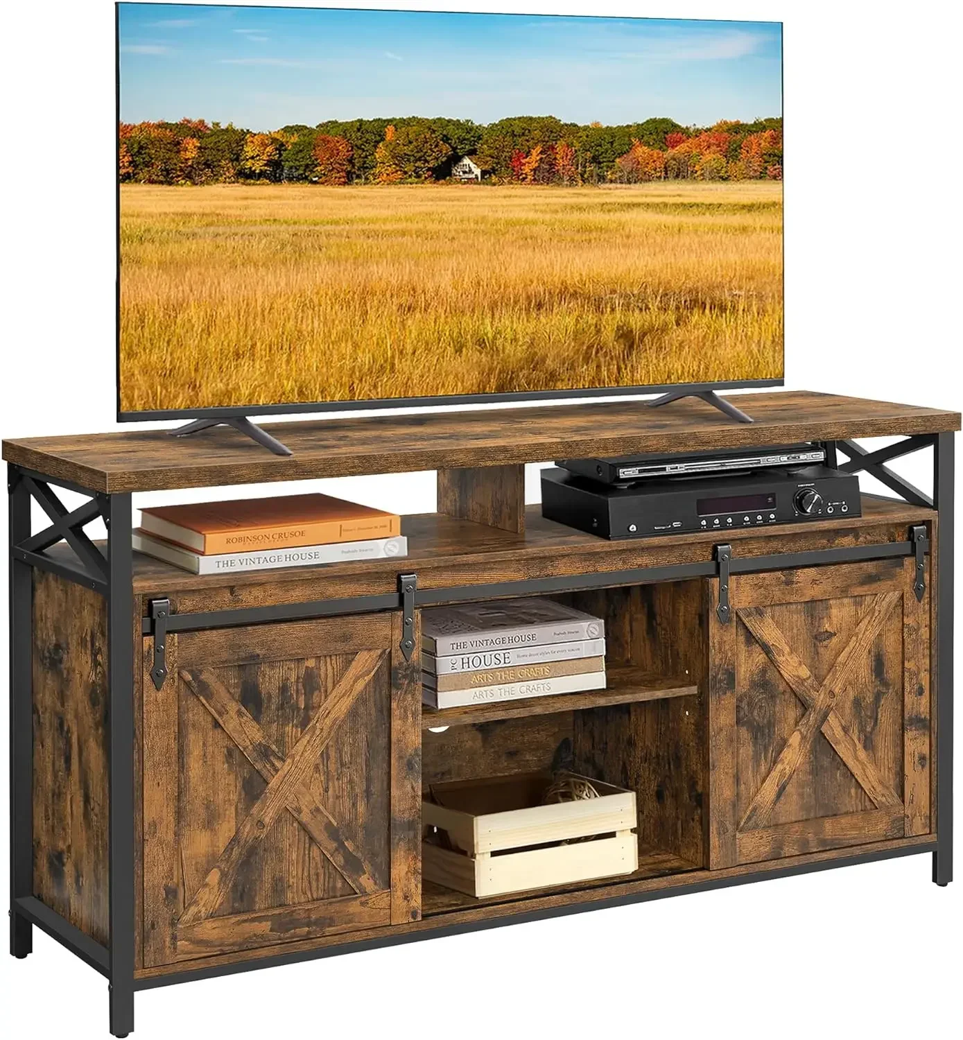 TV Stand for 65 Inch TV, Entertainment Center, TV Table and Console, TV Cabinet with Adjustable Shelves, Industrial Design