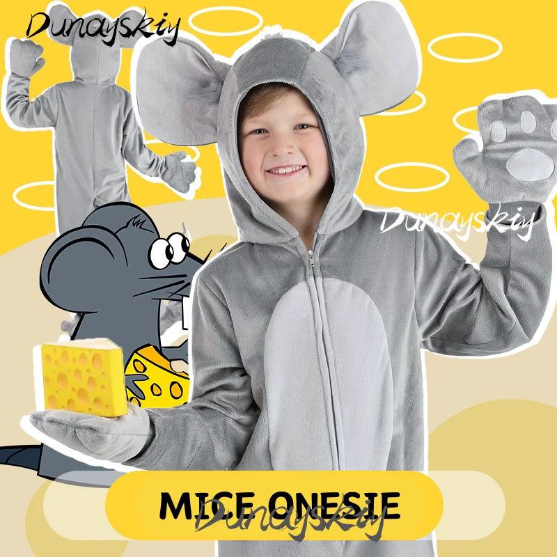 Little Mouse Mice Cosplay Costume Set Onesie Gloves Foot Cover Cute Christmas Gift Costumized Outfit for Kids Boy Girl