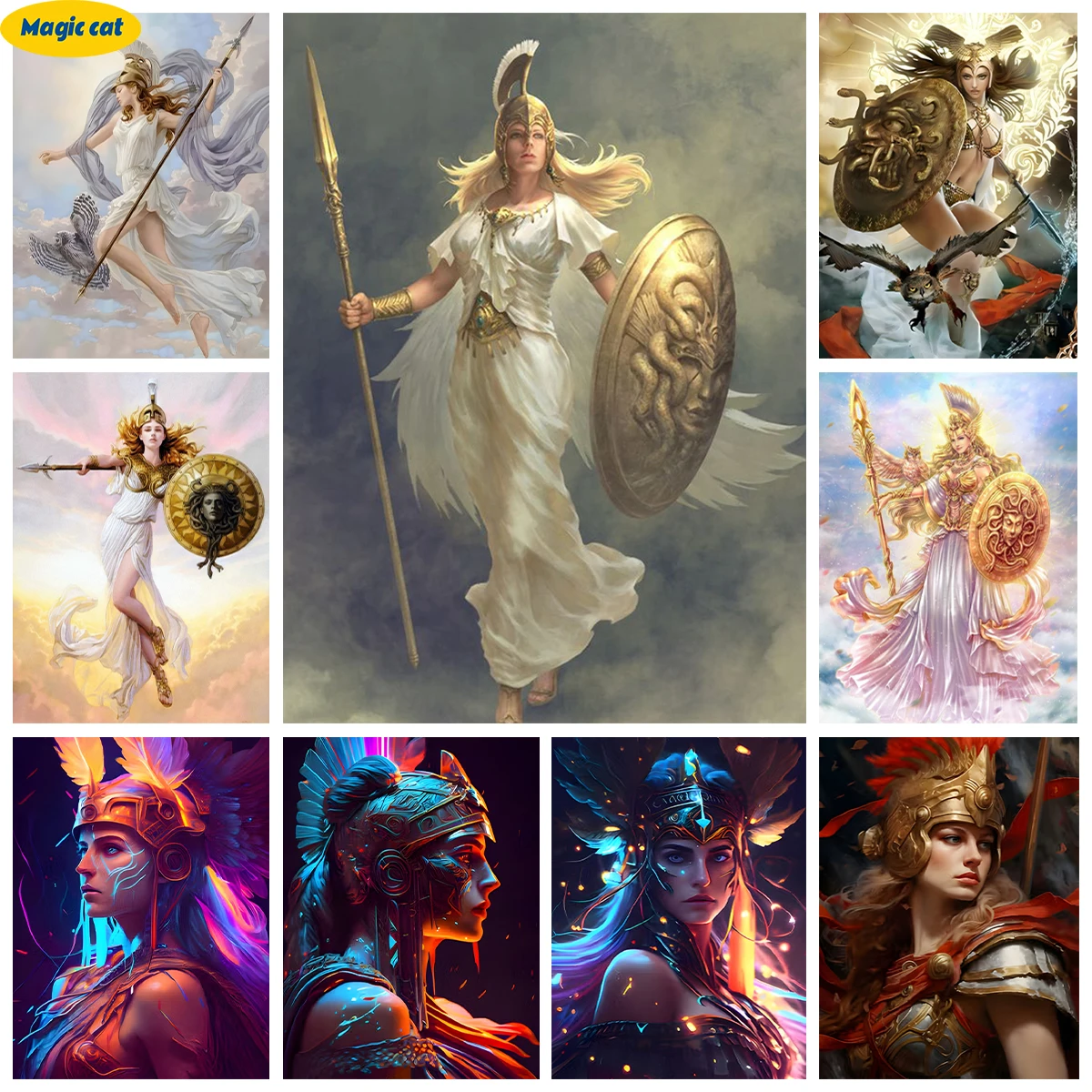 

Goddess of War 5D Diamond Painting Athena Portrait Diy Diamond Embroidery Cross Stitch Greek Mythology Figure Home Wall Decor