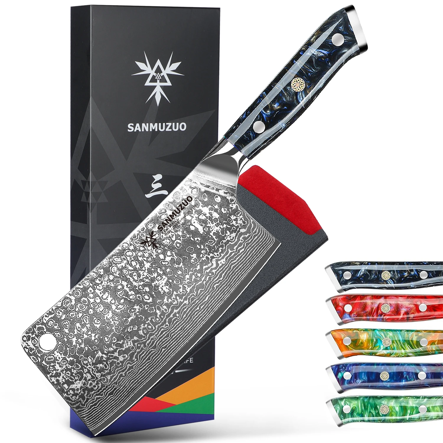 

Кухонный нож-тесак серии XUAN, 7 дюймов - Нож для рубки из дамасской стали с рукояткой из полимерной смолы - Острый инструмент шеф-повара для разделки мяса и нарезки костей