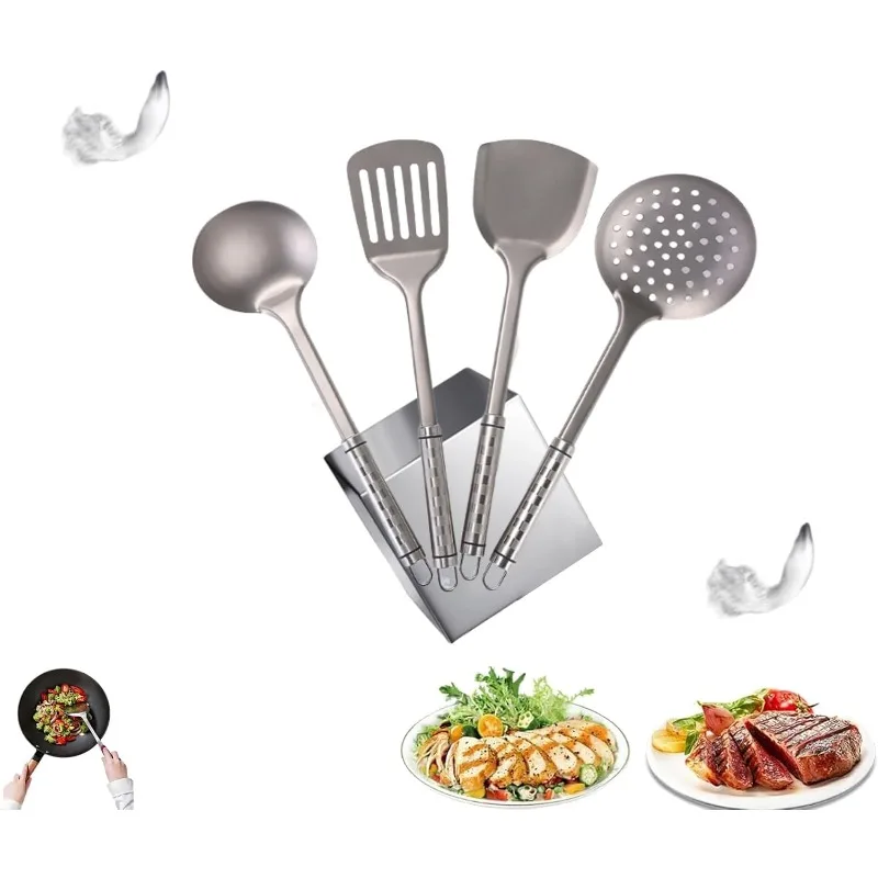 

Титановая лопатка и посуда, новый титановый набор кухонных принадлежностей, инструмент для приготовления пищи в ресторане, для домашней кухни, ресторана (Fou