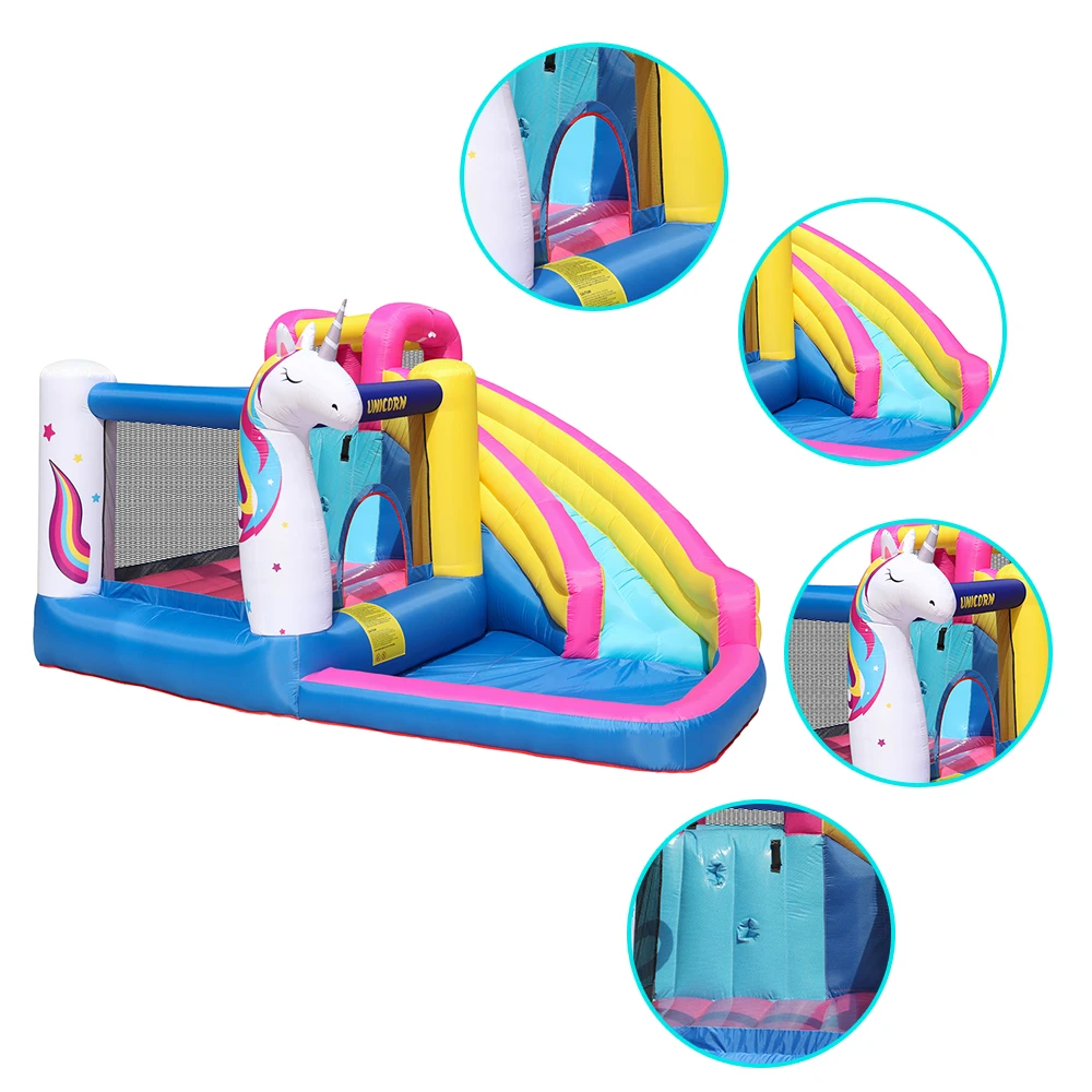 โรงงานที่กําหนดเองกลางแจ้งยูนิคอร์นปราสาท Bouncy Bouncer พองกระโดด Bouncing ปราสาทแทรมโพลีนพองสําหรับขาย