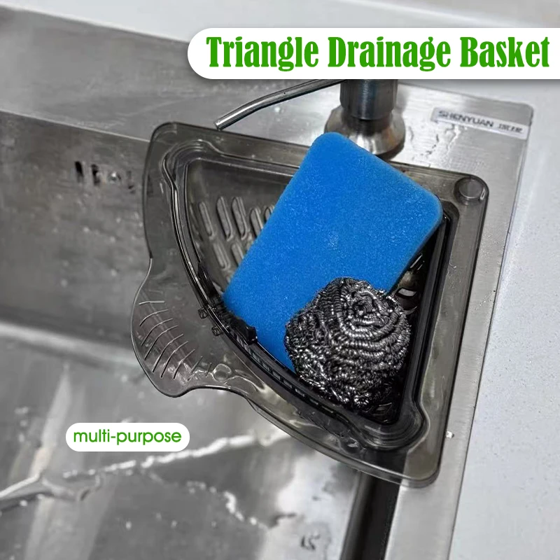 

Sink Drain Basket Filter Food Catcher Basket Triangular Kitchen Sink Filter Strainer Openable Bottom Cover No-drill Filter