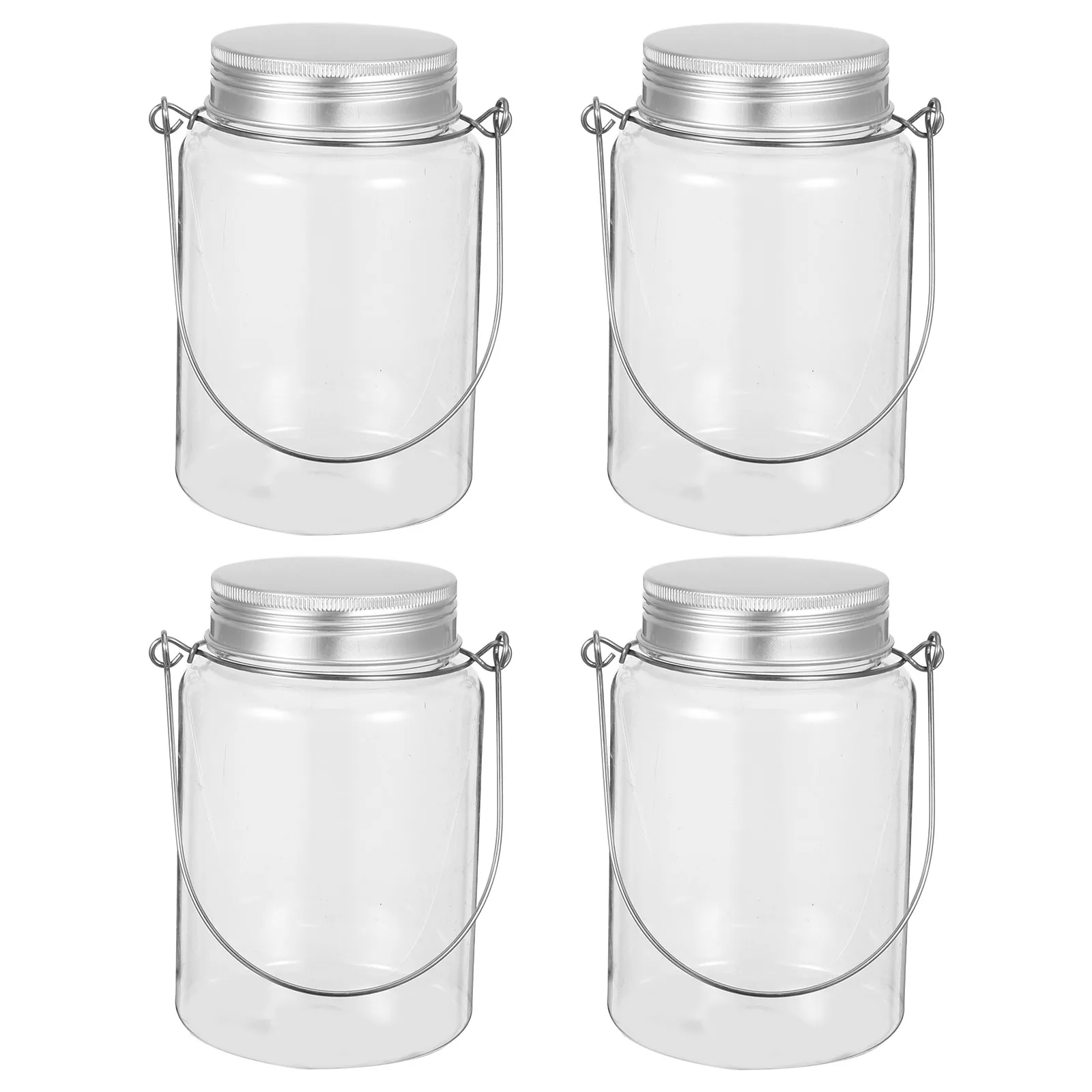 

4 Pcs Mason Jar Candy Bottle Clear with Lid Cover Transparent Plastic Food Containers