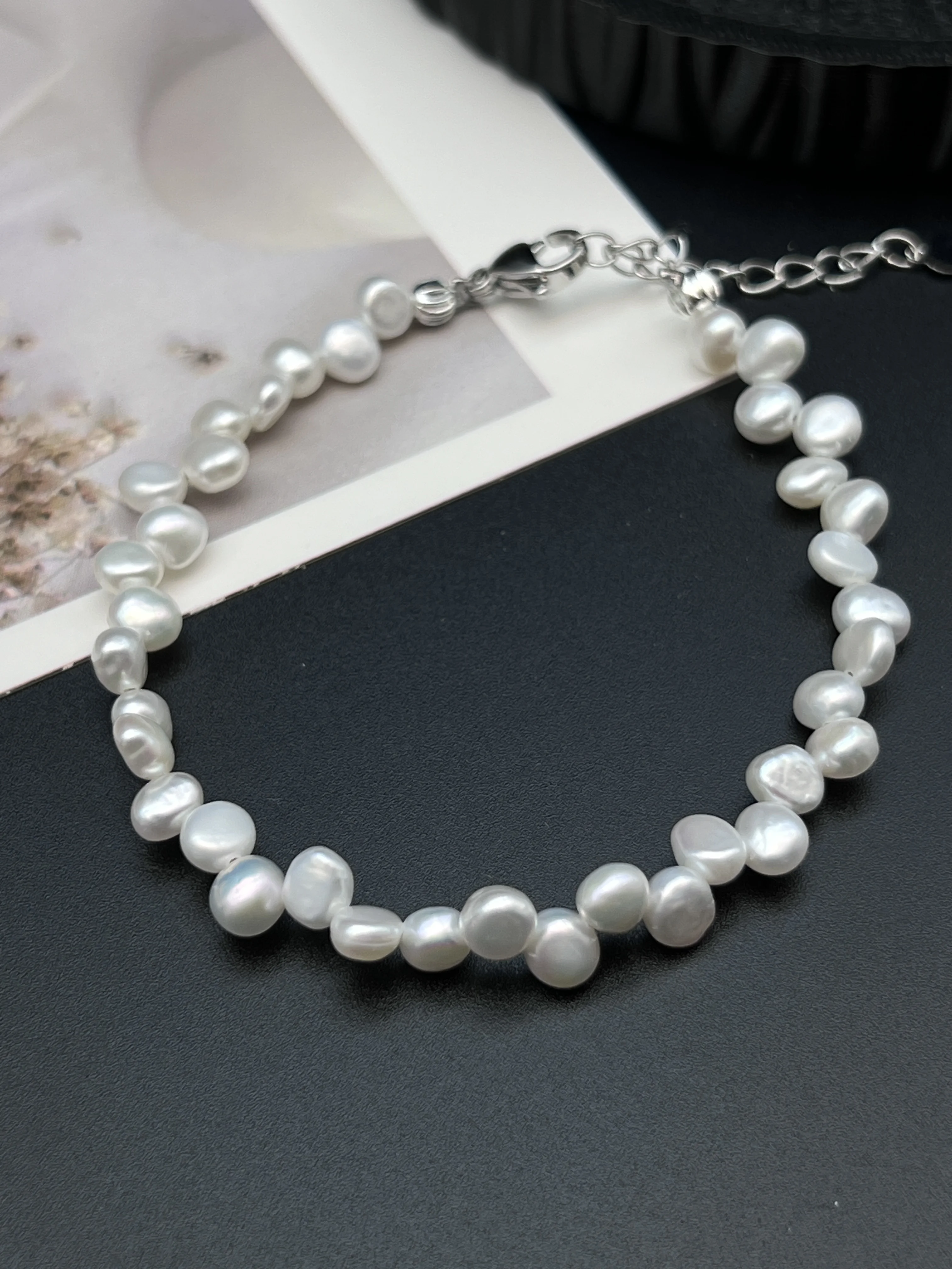 

Irregular Pearl Minimalist Silver Tone Bracelet