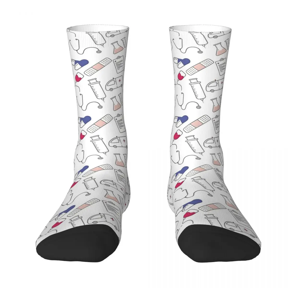 Medical Pattern Gift For Healthcare Worker NHS Stockings Pattern Socks Winter Non Slip Socks Women Men Running Medium Soft Socks