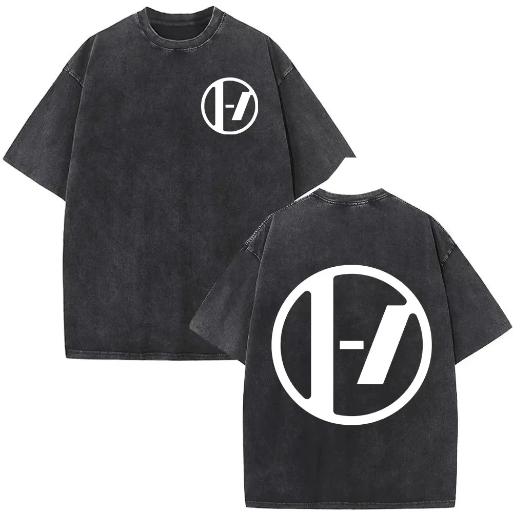 

2025 Washed T-shirt Rock Band Twenty One Pilots graphic Vintage Men Women Fashion Hip Hop T-shirts Cotton Casual Streetwear
