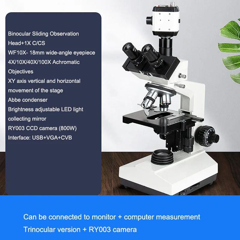 Binocular Trinocular Biological Microscope Laboratory Testing Diopter Adjustable Infinity Achromatic Lens Connected Computer