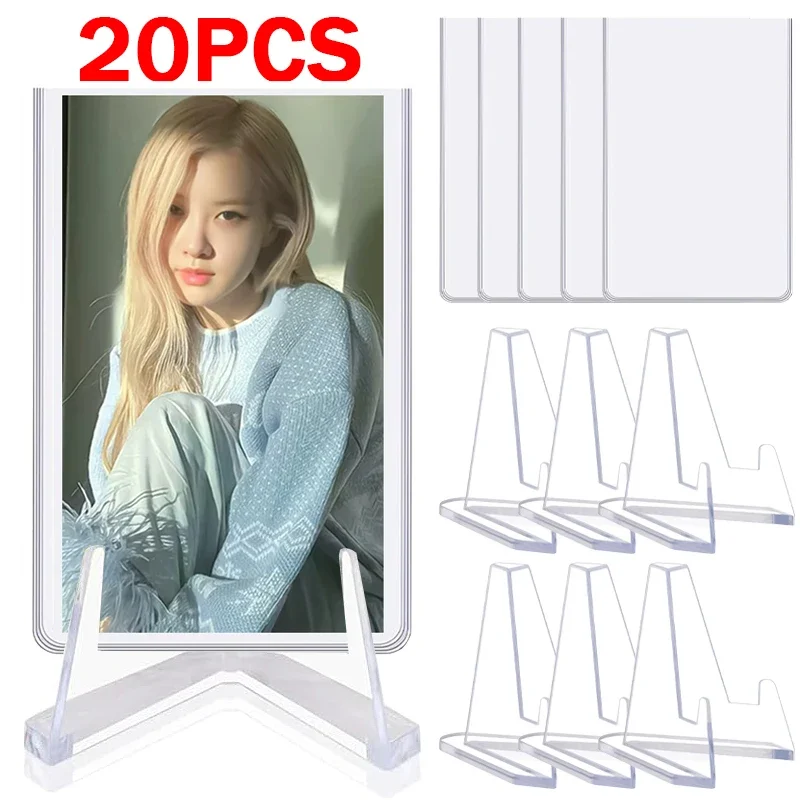 20/10/1PCS Transparent Card Holder Protector Kpop Idol Photocard Waterproof Card Sleeves Acrylic Triangle Card Display Stands