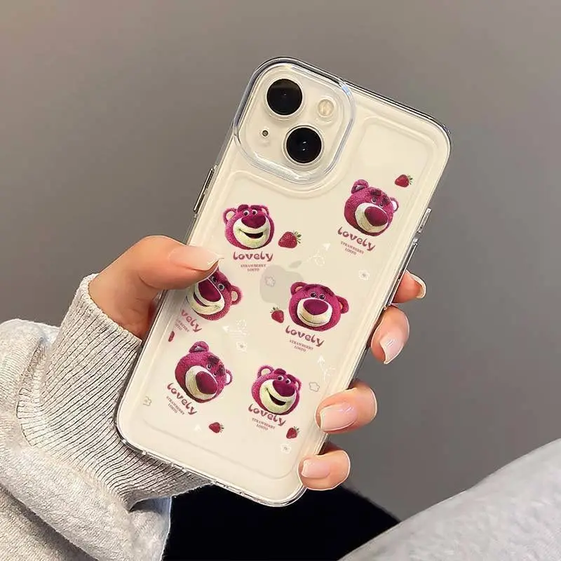 Disney  Lotso Full Screen Transparent  Phone Case For iPhone 15 14 13 12 11 Pro Max XR XS X 7 8 Plus Soft Silicone Clear Cover