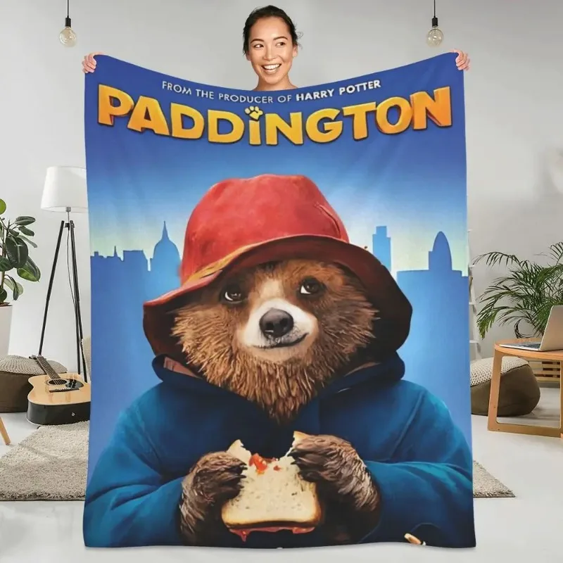 

Movie Paddington Bear 3 Blanket Warm Soft Fluffy Plush Throw Blanket for Couch Christmas Decorative Flannel Bedspread Bed Cover
