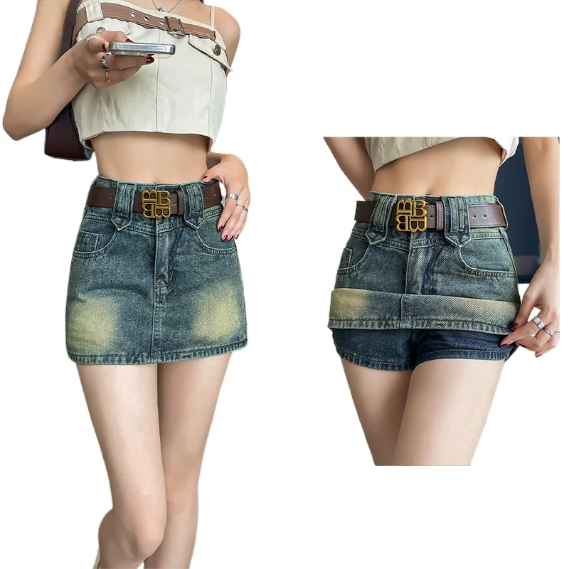 

Fashionable Vintage Style: Women's High Waist Denim Skirt for 2024 Summer