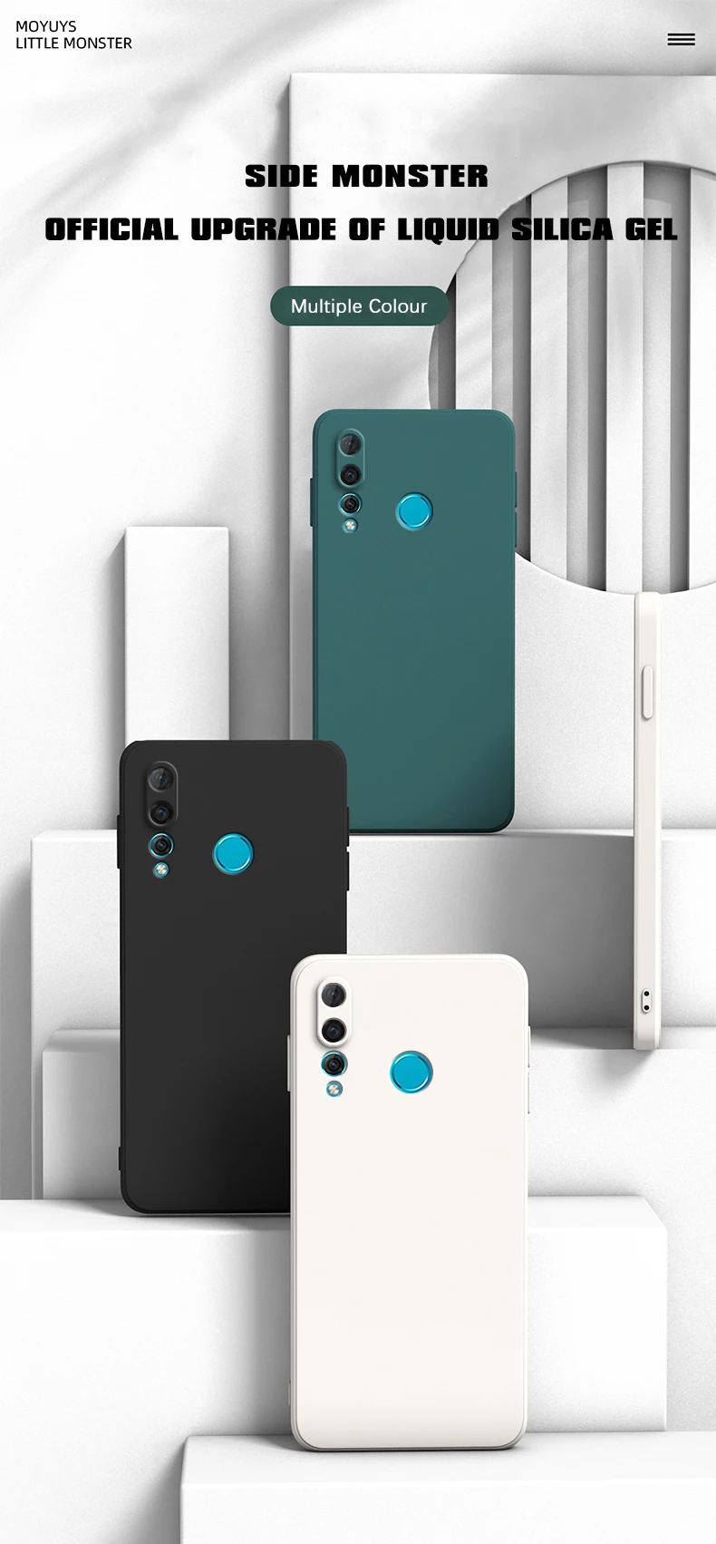 Quadratische Flüssigsilikon-Handyhülle für Huawei Y6P Y7P 2020 P40 Lite E Y6 Y6S Y7 Y9 Prime 2019 P Smart Z P30 Lite Cover Fundas – Detail 1