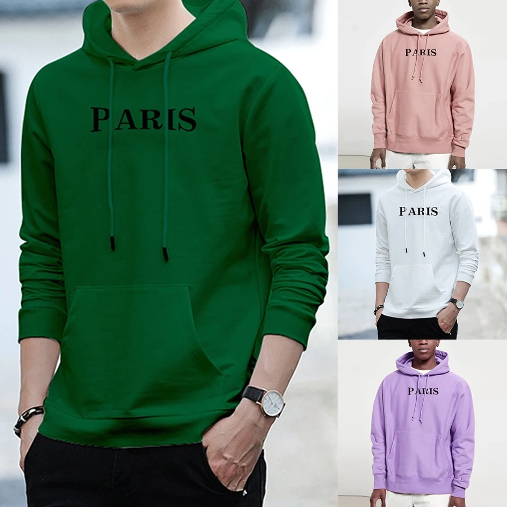 

Hoodie Autumn New Sweatshirt Men Casual Student Fashion Hooded Sweatshirt Long Sleeve Text Print All-match Pullover Clothes Tops