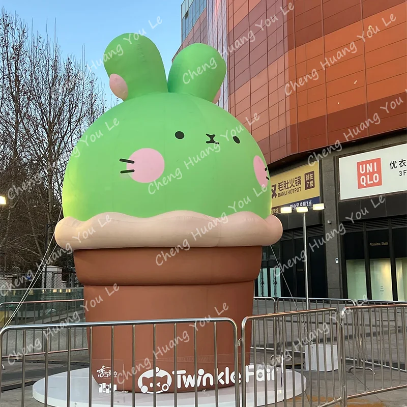 モールフェアの装飾用にカスタマイズされたかわいいインフレータブルウサギの漫画キャラクター広告インフレータブル照明鉢植えウサギ