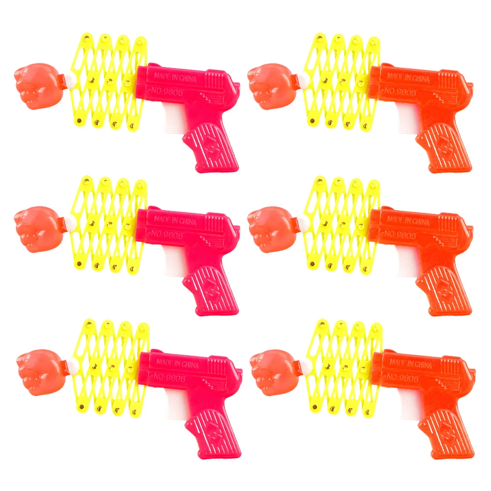 

6 Pcs Retractable Fist Shooter Plastic Spring Toy Kids Prank Gifts Elastic Trick Toys Children Party Favors Lasting