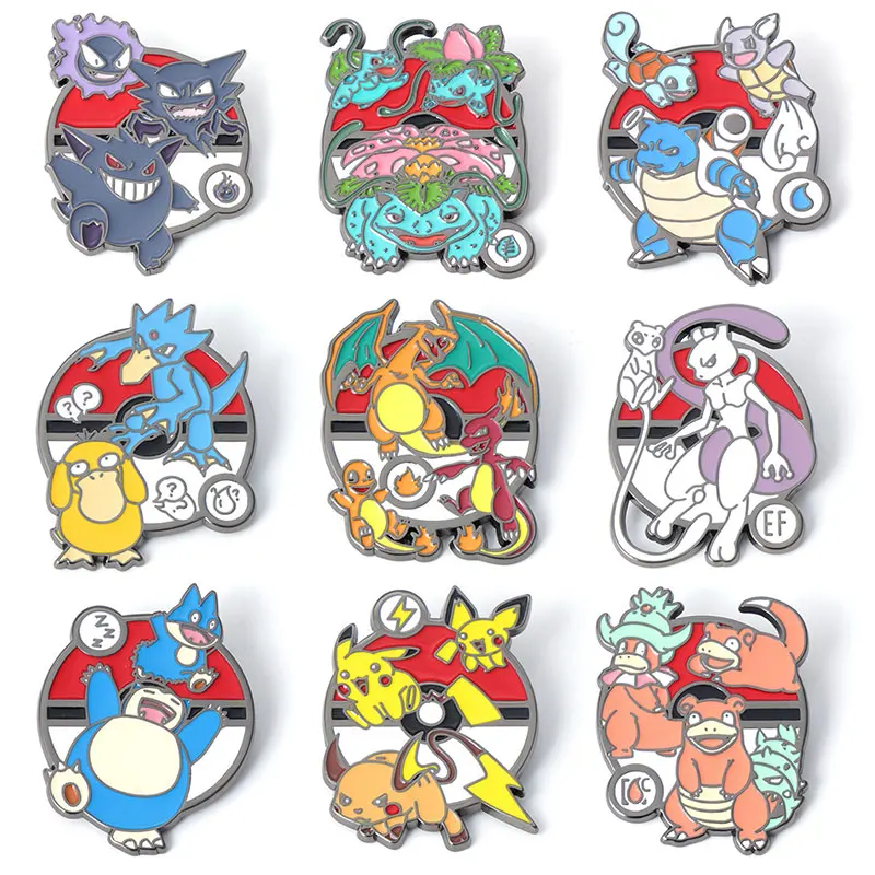 Anime Games Pokemon Enamel Pins Pocket Monsters Cartoon Metal Brooch Badge Jewellery Backpack Accessory Gifts