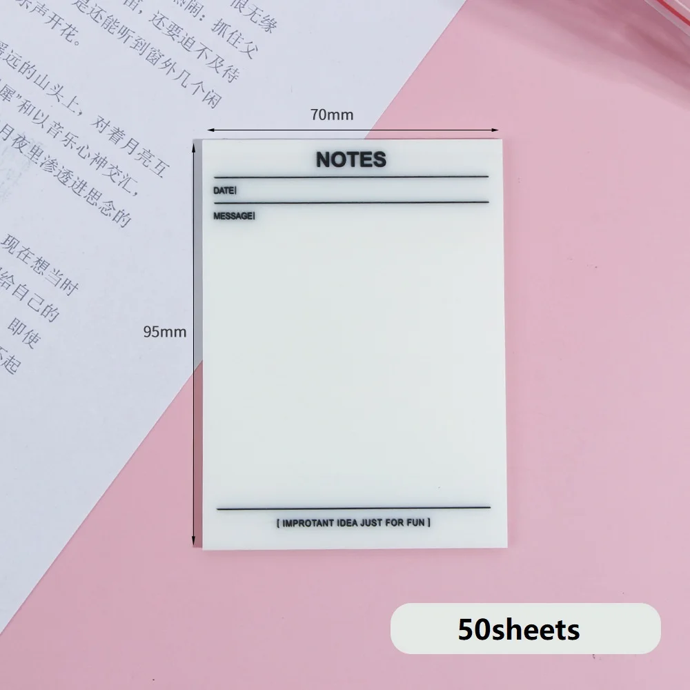 Transparent Sticky Note Pads with Scrapes Stickers Waterproof Self-Adhesive Memo Notepad Supplies Stationery