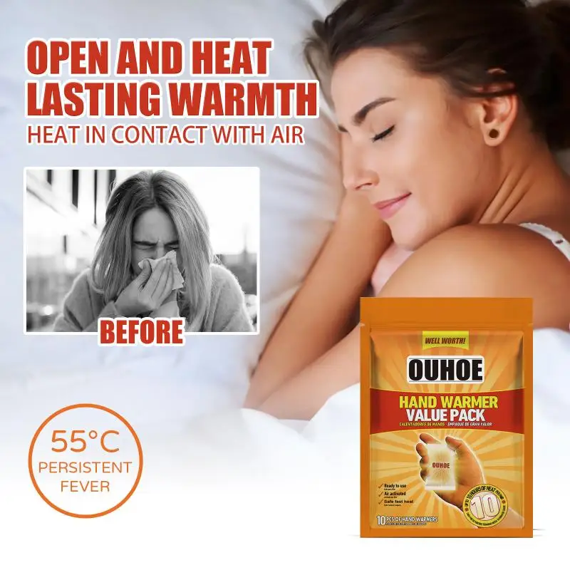 Self Heating Adhesive Hand Warmer Disposable Long Lasting Patch for Outdoor Winter Foot Abdomen Body Cold Proof Natural Heat
