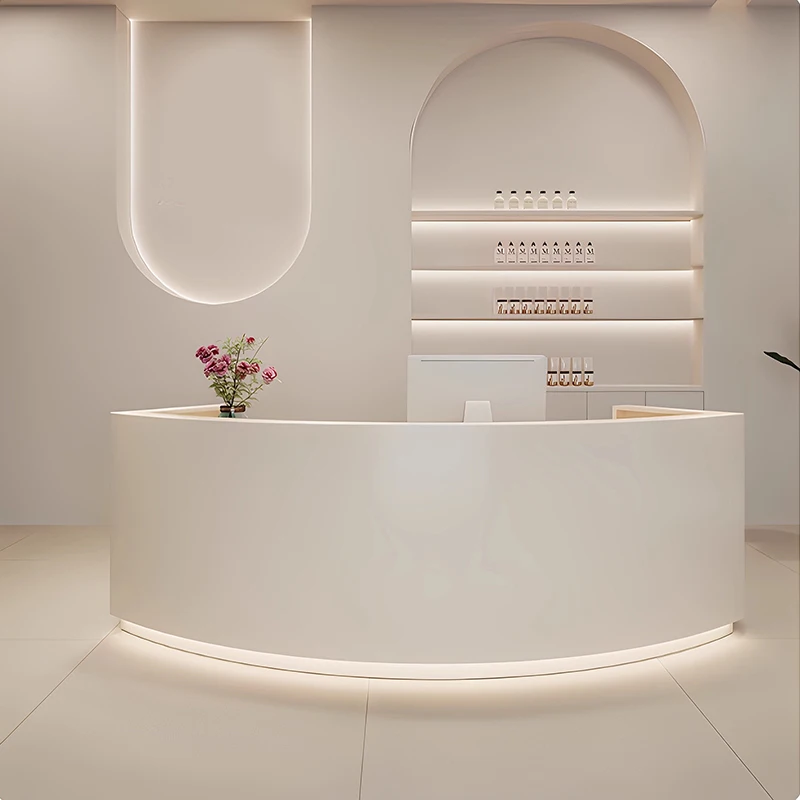 Minimalist Reception Desks Design Welcome Modern Display Led Lights Reception Desks Company Beauty Escritorio Trendy Furniture