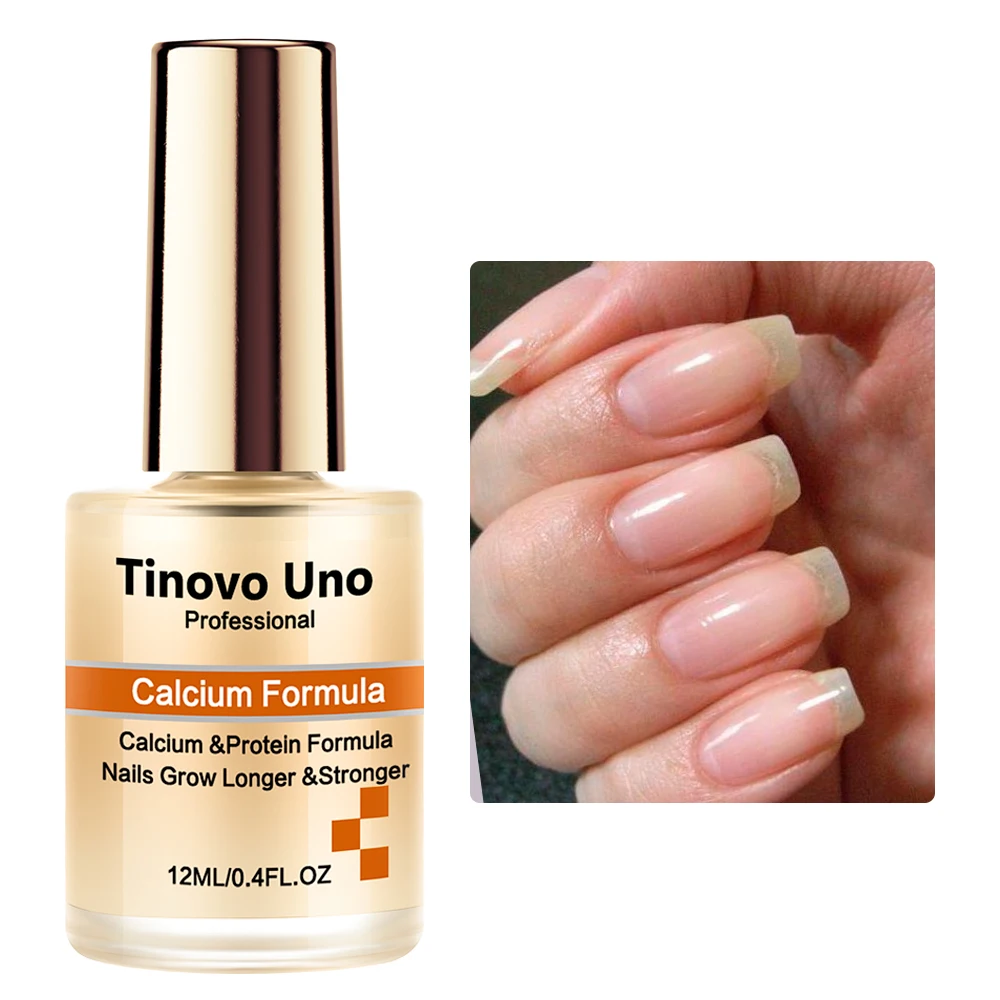 Tinovo Uno-capa Base de refuerzo de calcio, fórmula de proteína, crecimiento de uñas más fuerte, Base más larga, laca de uñas Normal para reparación de uñas