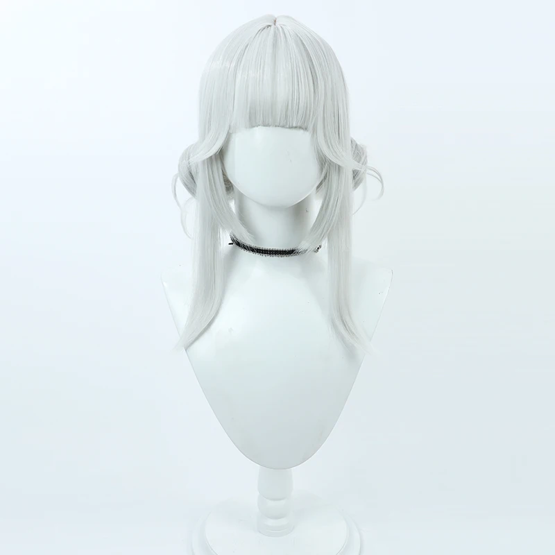 Synthetisches Haarspiel NIKKE Die Siegesgöttin Blanc Cosplay Perücke 60 cm Splitterweiße Farbe Perücken Hitzebeständige Perücke
