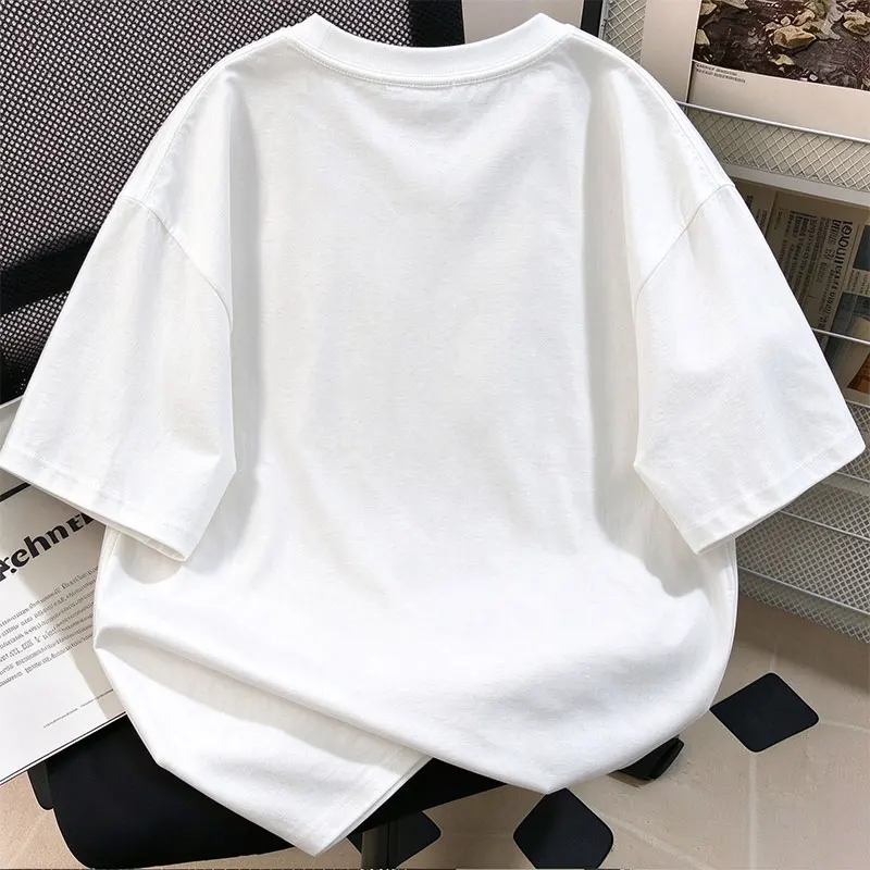 Retro Pencil Art Cat Letter Print T‑Shirt Summer Street Style Unisex Casual Tops