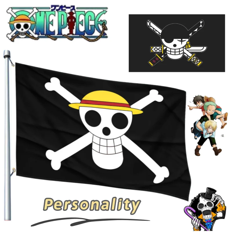 One Piece Brook Flag New Creative Fashionable Personalized Cartoon High-Value Portable Holiday Party Pirate Decoration Flag Gift