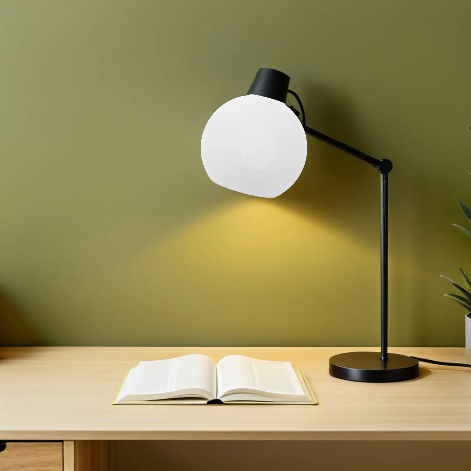 

White Frosted Globe Glass Lampshade 5.9inch Double Hole Flat Mouth Replacement for Table Lamp Pendant Light Bedroom