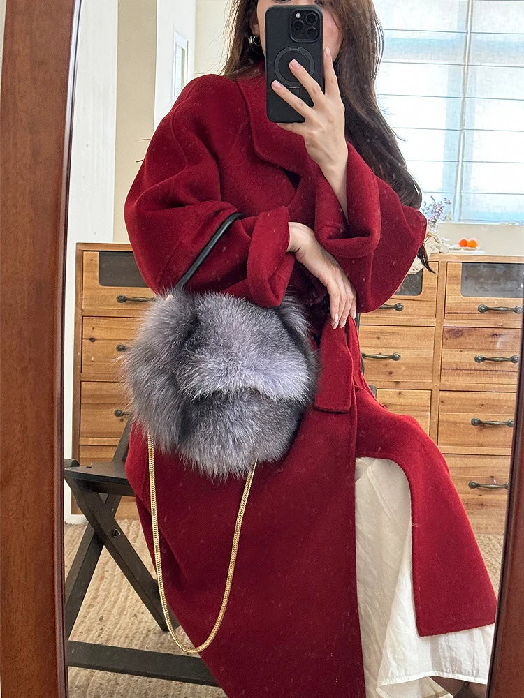 

Luxury Brand Women Bag For Autumn And Winter High-quality Genuine Fur Round Shoulder Crossbody Bag Dinner Party Personality Tide