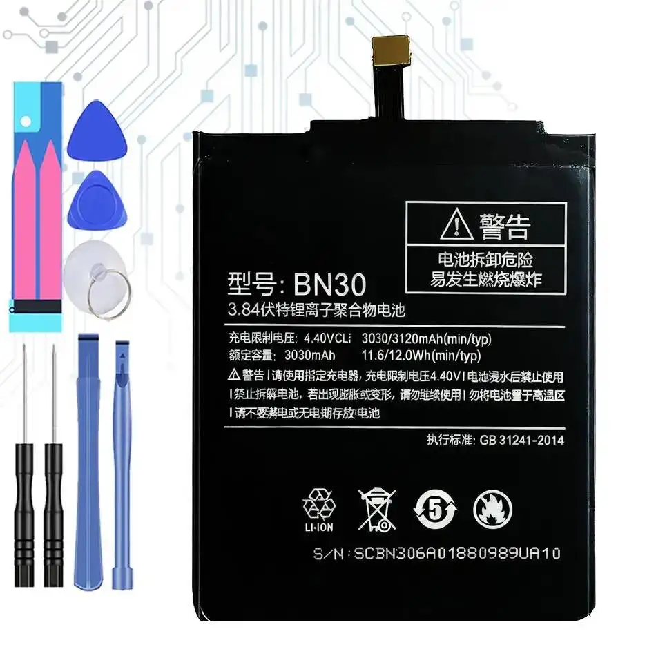 

BN30 Replacement Phone Battery For Xiaomi Redmi 4A 3120Mah Long Cycle-Life Bateria