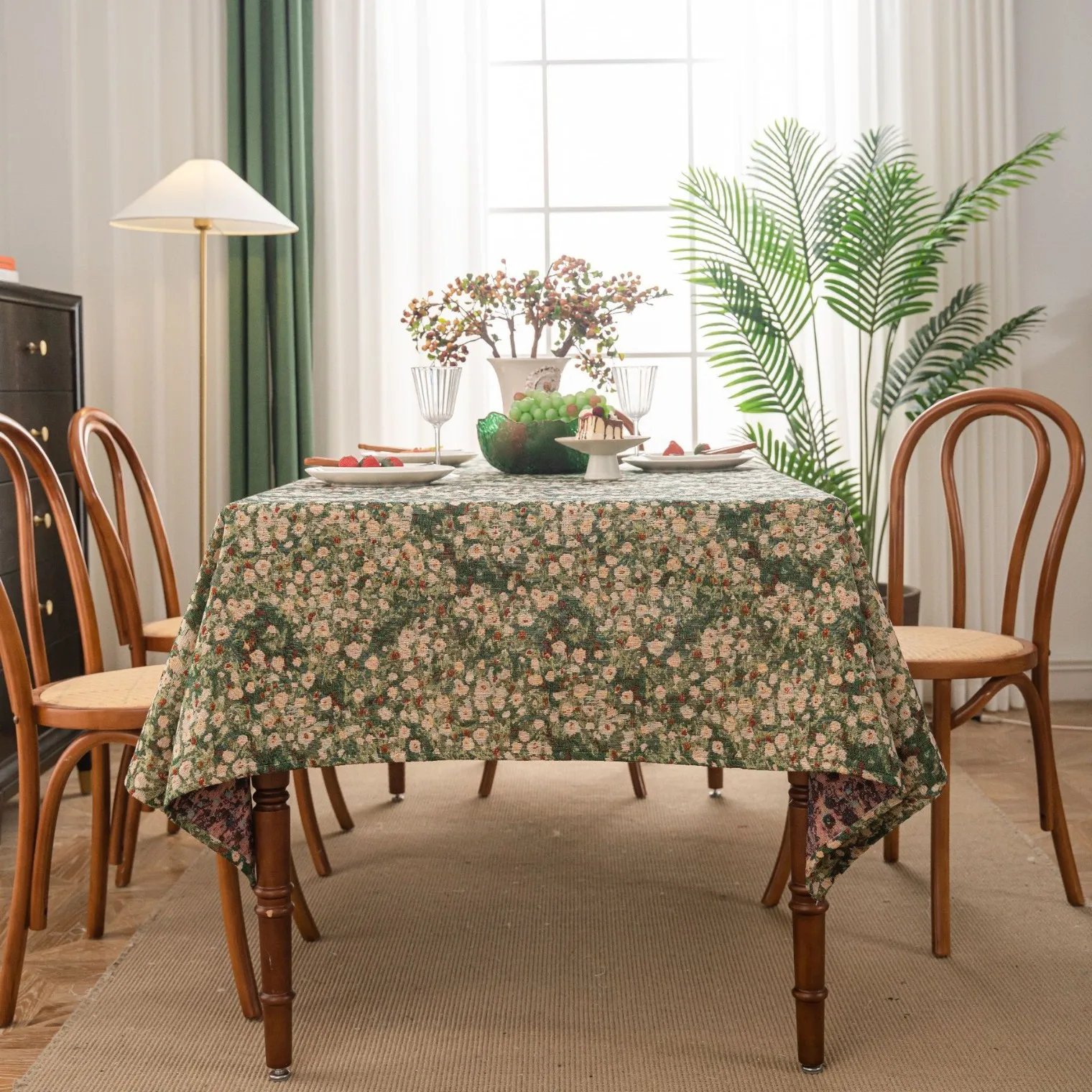 Table Cloth Vintage Tablecloth Hand-painted Jacquard Flower Thickened Table Cover Cloth Table Cushion Tablecloth
