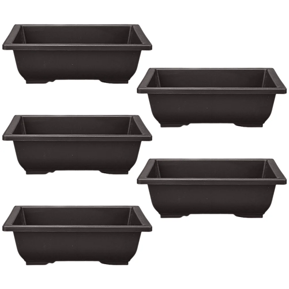

5Pcs Rectangular Bonsai Pot Large Flower Planting Holder Reusable Garden Accessory for Office Balcony Home Greenery Decoration