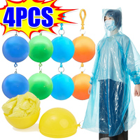 1/4PCS Disposable Raincoat Ball Portable Colorful Thicken Rain Ponchos Emergency Waterproof Rainwear Keychain Traveling Cloak