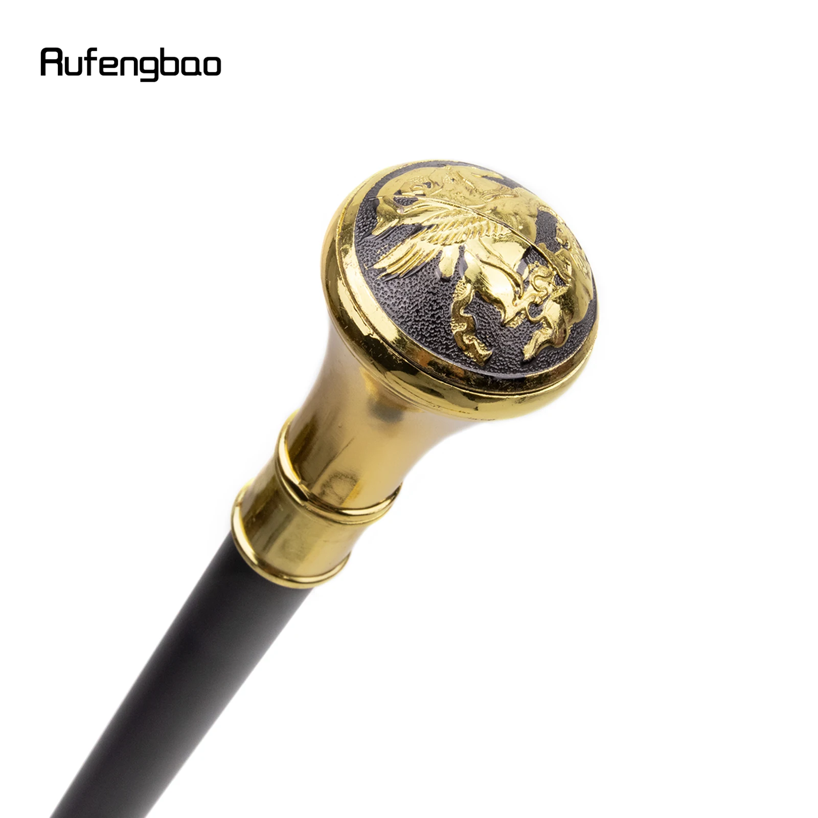 Golden Greek Mythology Hercules Totem Relief Single Joint Walking Stick with Hidden Plate Self Defense Cane Cosplay Crosier 93cm