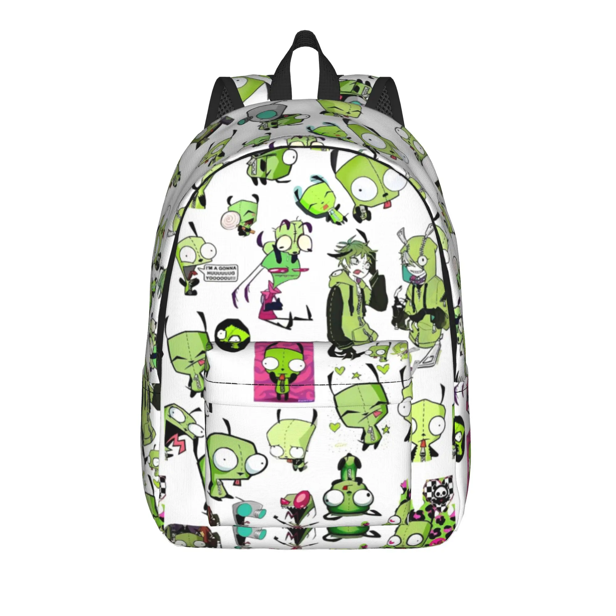 Invaders Zims Gir Cartoon Backpack for Men Women Casual High School Hiking Travel Daypack Laptop Canvas Bags Gift
