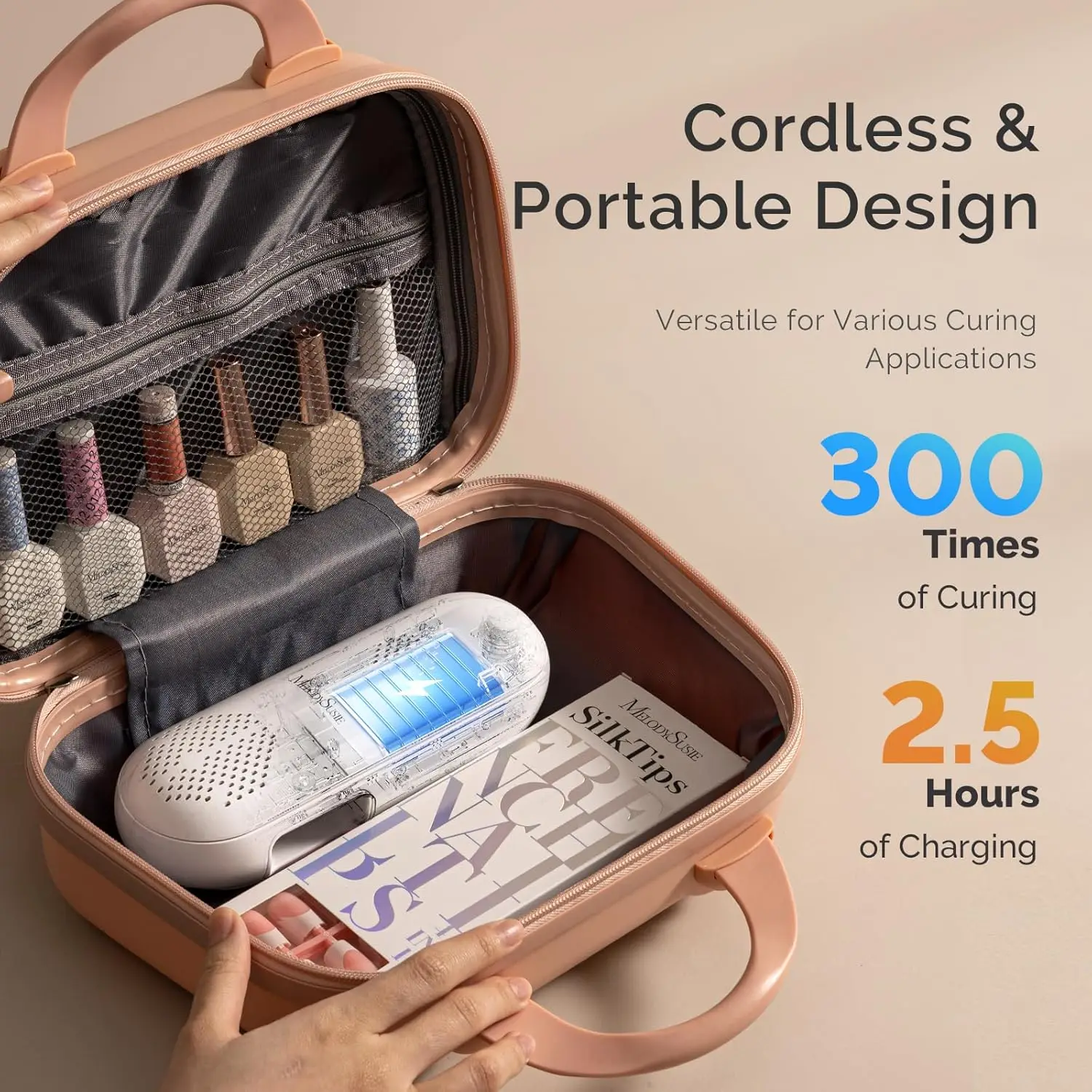 مصباح أظافر بالأشعة فوق البنفسجية اللاسلكي المدمج P-PLUS20F، لوحة قابلة للدوران، حماية من الأشعة فوق البنفسجية، قابل لإعادة الشحن، معالجة المواد الهلامية، غراء حجر الراين، وردي #5