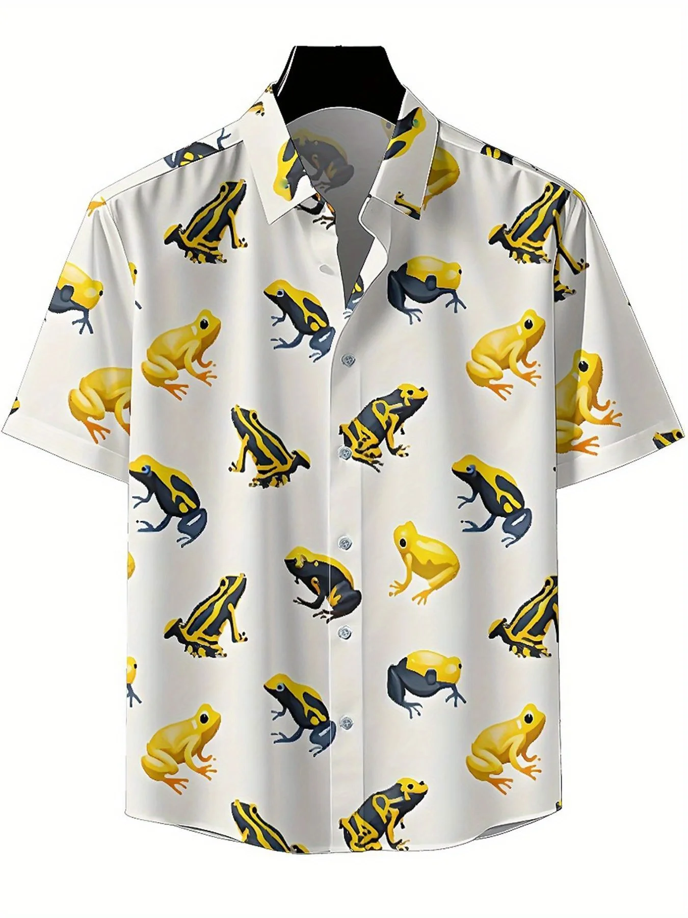 Men's Plus Size Hawaiian Shirts Rainforest Frog Print pattern, Unisex Aloha Shirts,New in Summer Tops Tee,streetwear