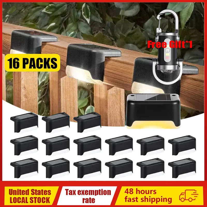 

8/16 упаковок светодиодный солнечный ступенчатый светильник, уличный садовый светильник, водонепроницаемый светильник для балкона, украшение для патио, лестничного забора, светильник