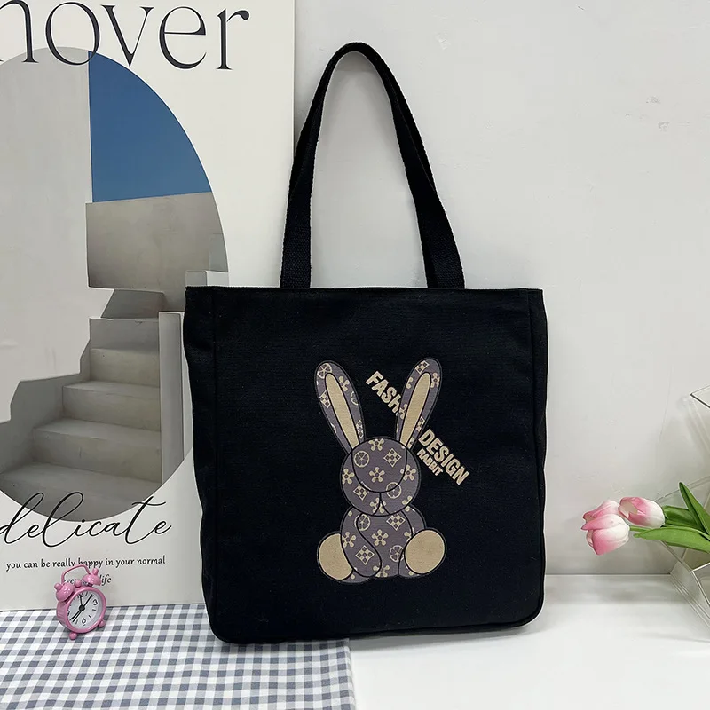 2023 primavera e autunno nuova borsa di tela portatile stampata Shopping da donna borsa a tracolla Casual borsa a tracolla carina semplice