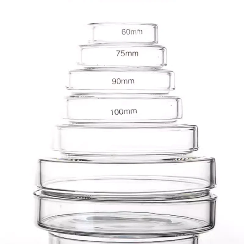 Laboratory instrument glass petri dish bacterial cells high borosilicate 60/75/90/100/120/150mm