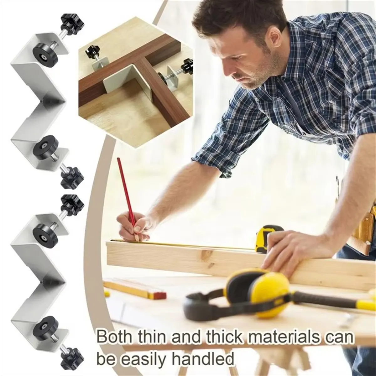 Top Sale Right Angle Clamp 90 Degree 2 Pieces Corner Clamps T-Shaped Positioning Squares Clamping Tool with Adjustable Swing Jaw